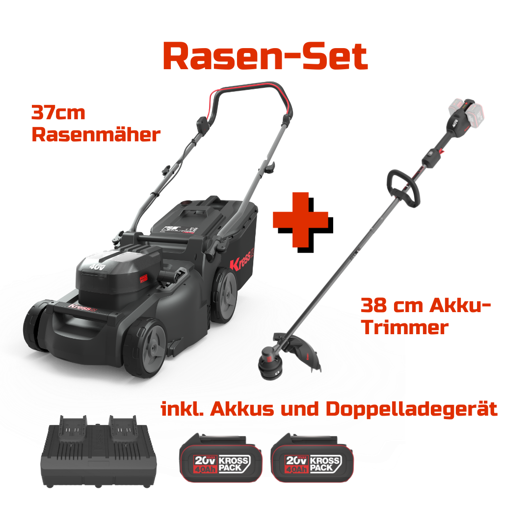 Rasen-Set mit Rasenmäher und Rasentrimmer
