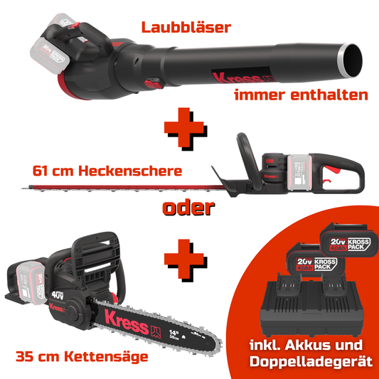 Herbst-Set mit Laubgebläse