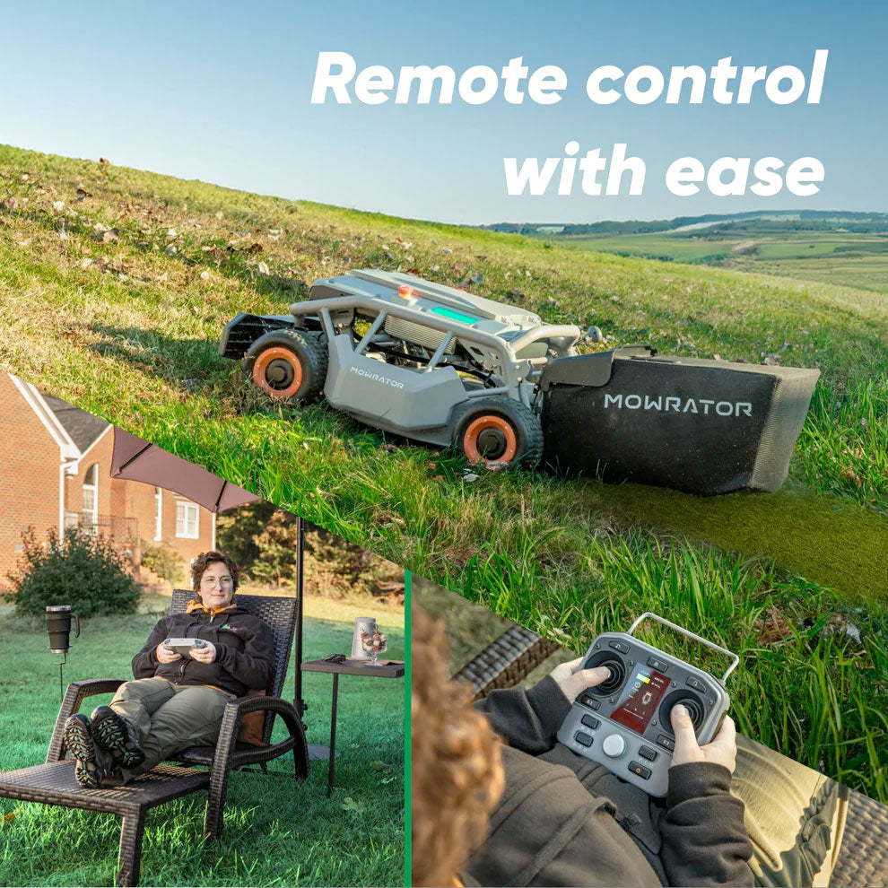 Mowrator Ferngesteuerter Rasenmäher S1 4WD Pro (18Ah) – Breitreifen-Version für 85% Steigung